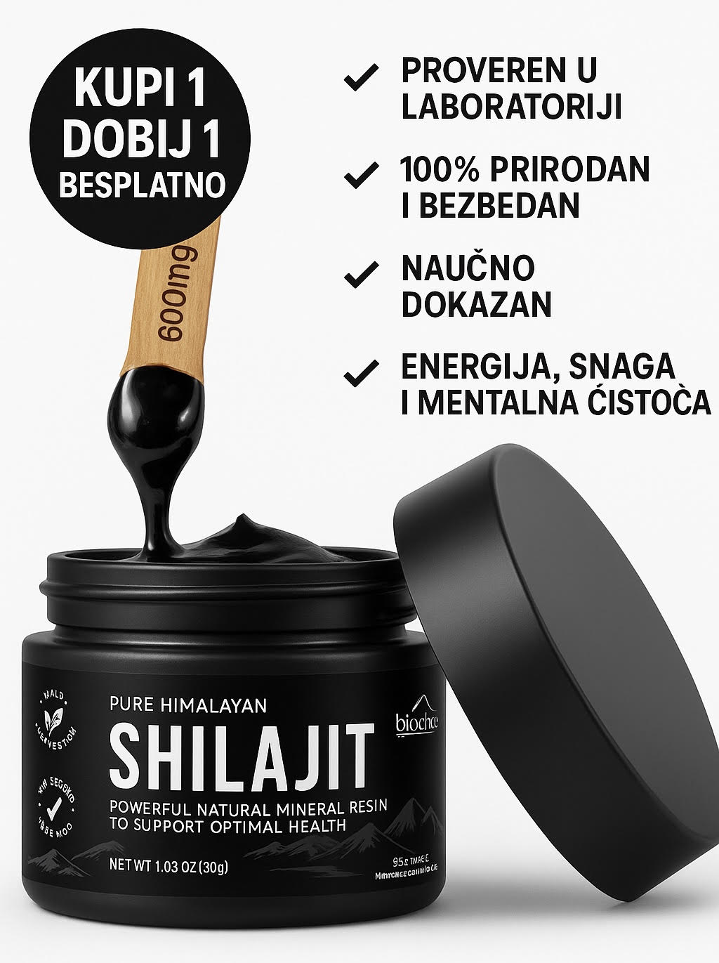 Himalajski Shilajit 30g - Poboljšajte sve aspekte svoje muškosti