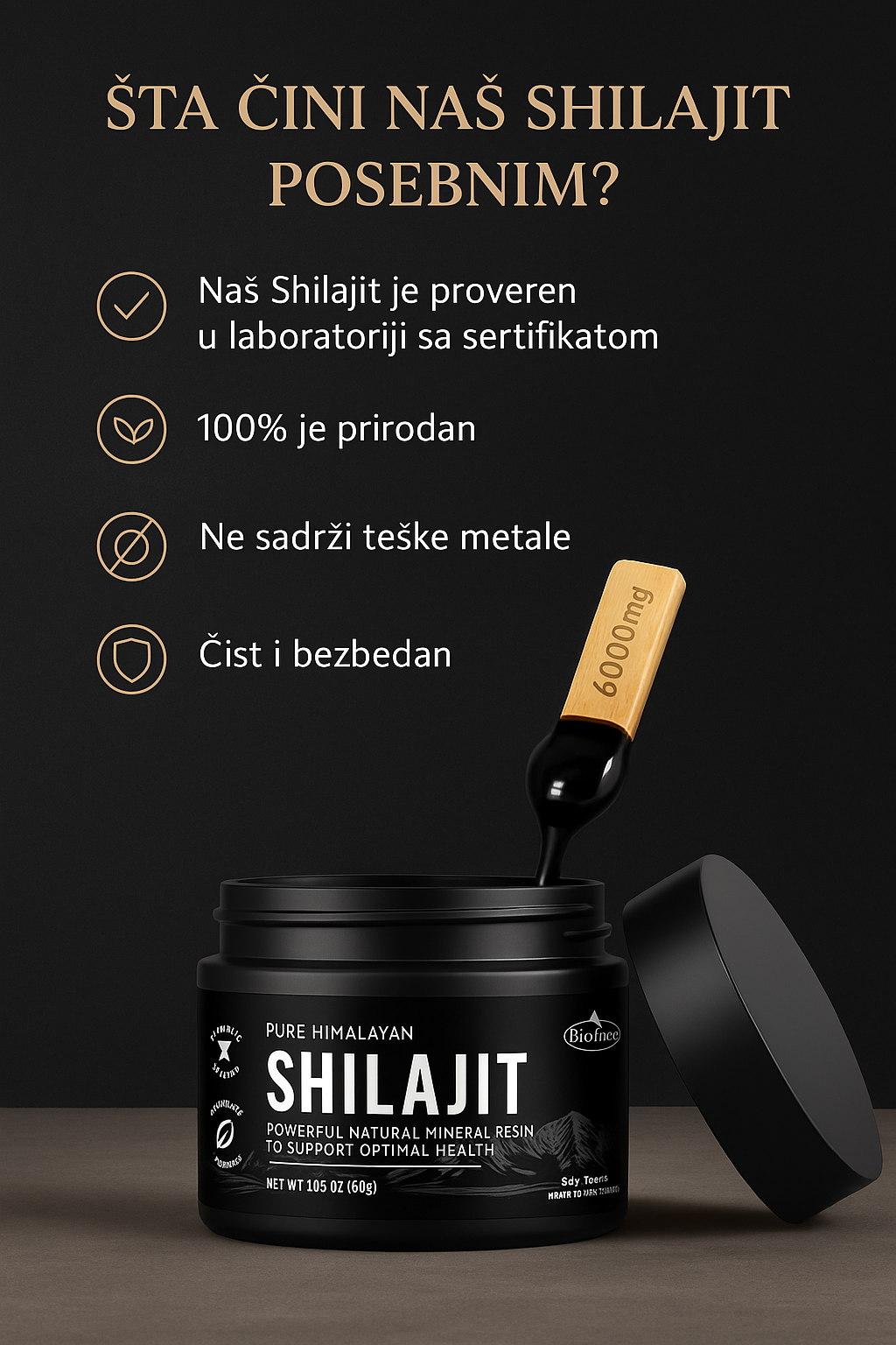 Himalajski Shilajit 30g - Poboljšajte sve aspekte svoje muškosti